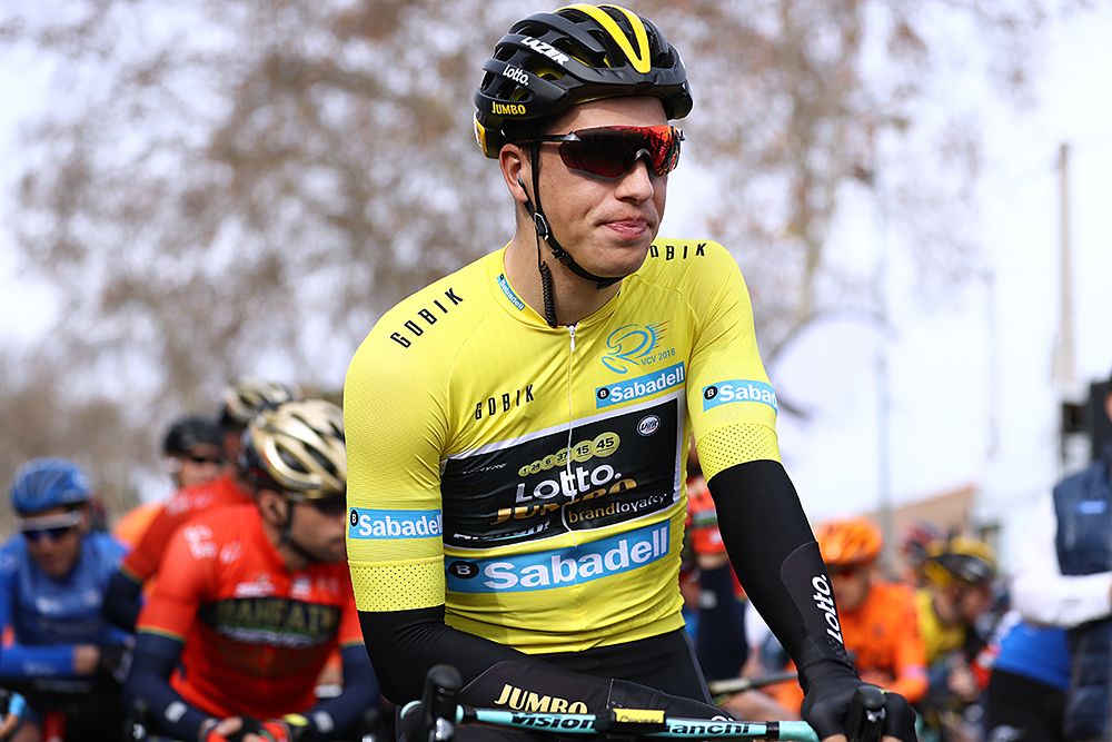 Over night leader Danny van Poppel (LottoNL-Jumbo) waits for the start of stage 2 Volta a la Comunitat Valenciana
