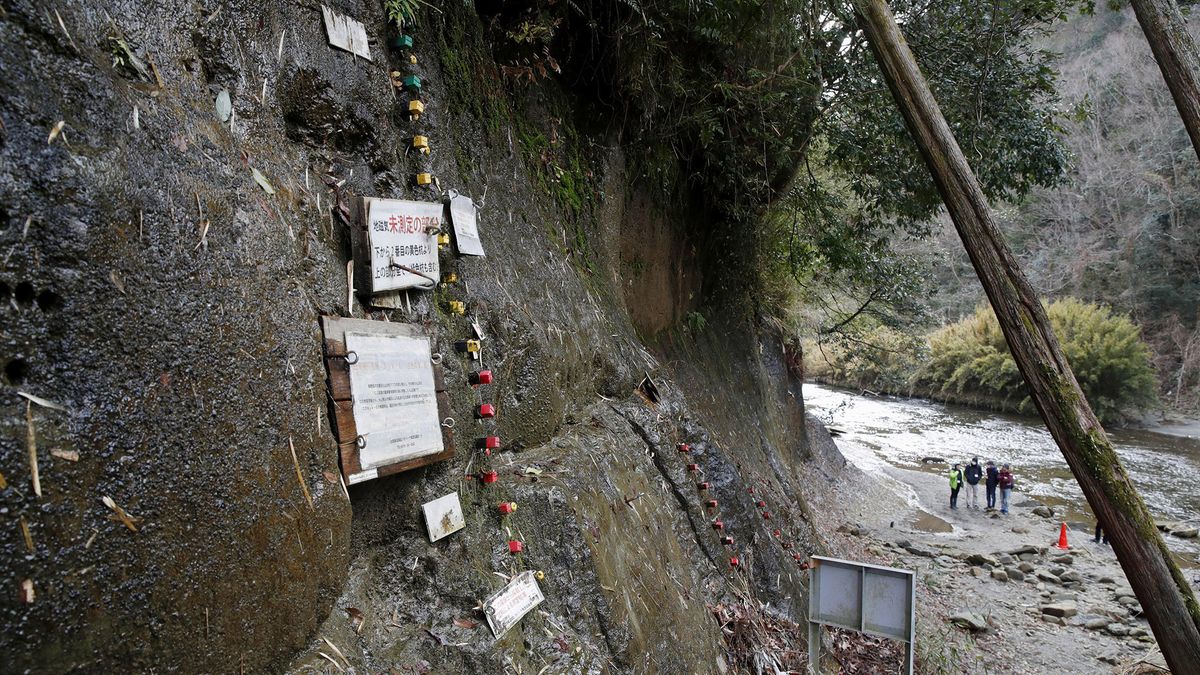 A photo shows the cliffside in Japan&#039;s Chiba prefecture that&#039;s part of a line of sediment that recorded the geologic history of the planet between 770,000 and 126,000 years ago.