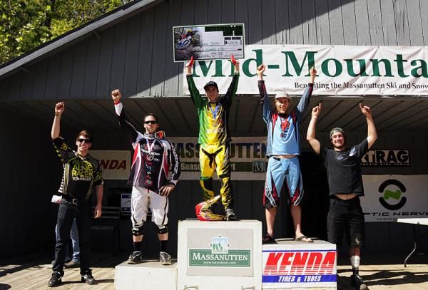 Elite men's podium at the Massanutte Yee Ha!