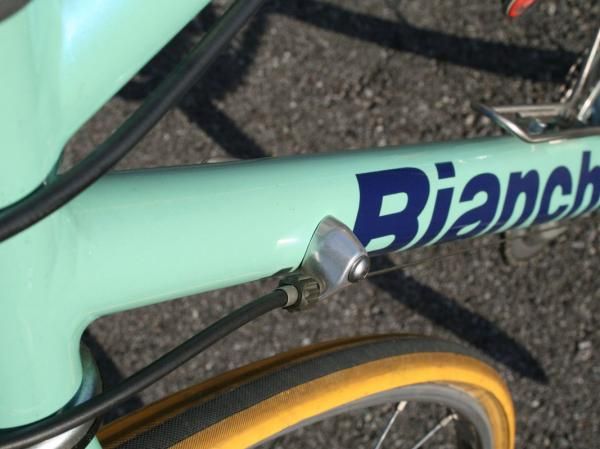 The popularity of integrated brake/shift levers have made down tube stops like this mostly a thing of the past but back in the day, these Campagnolo bits were among the finest examples of the breed.