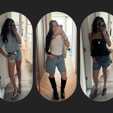 sierra mayhew and tara gonzalez testing levi's denim shorts