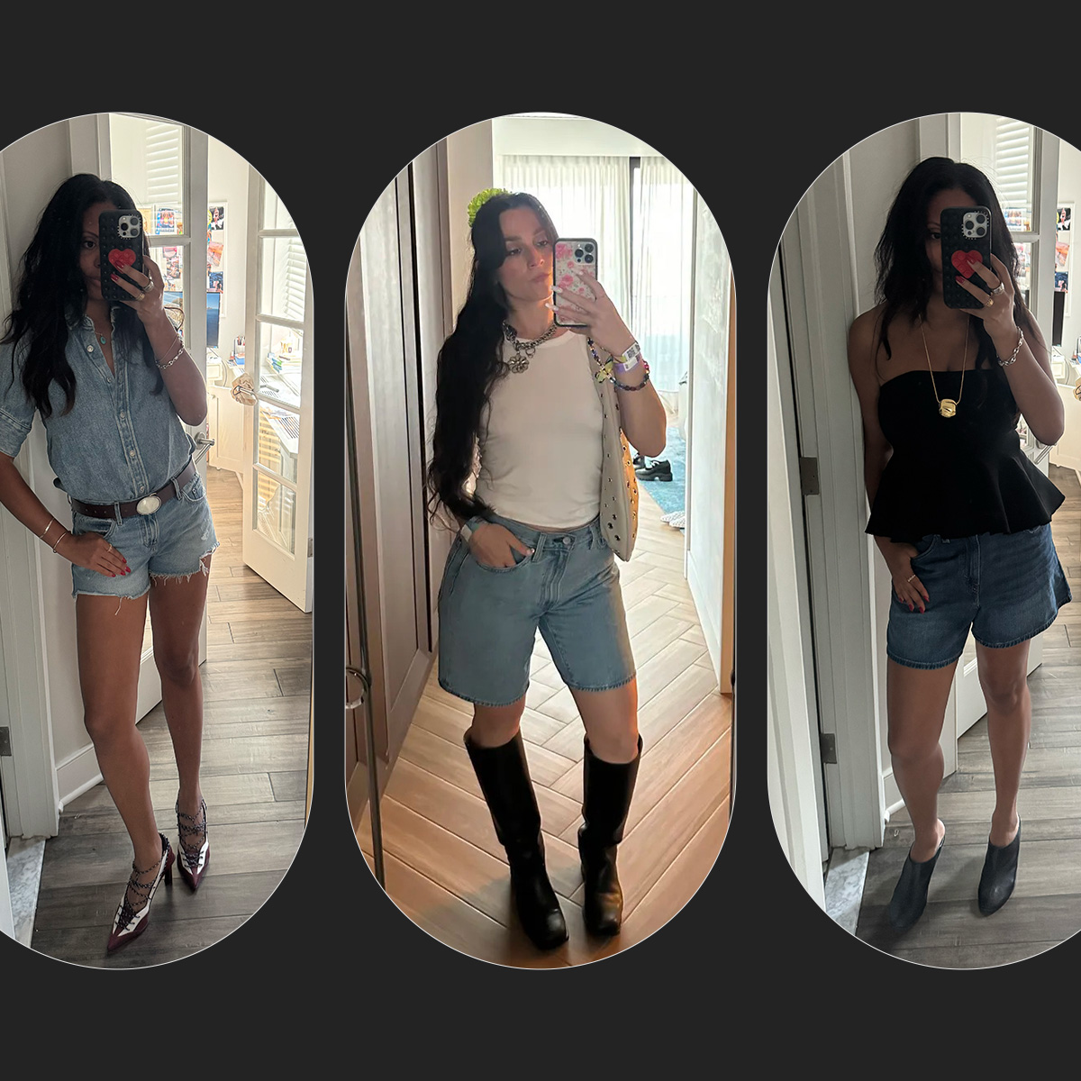 sierra mayhew and tara gonzalez testing levi's denim shorts