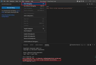 Run PowerShell script on Visual Studio Code