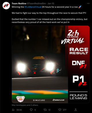 Team Redline wins 24 Hours of Le Mans Virtual 2023
