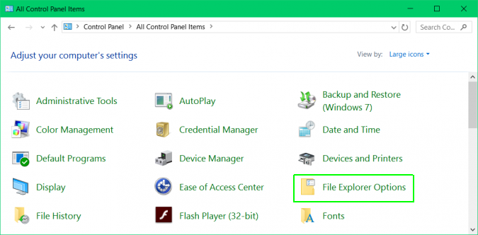 select file explorer options