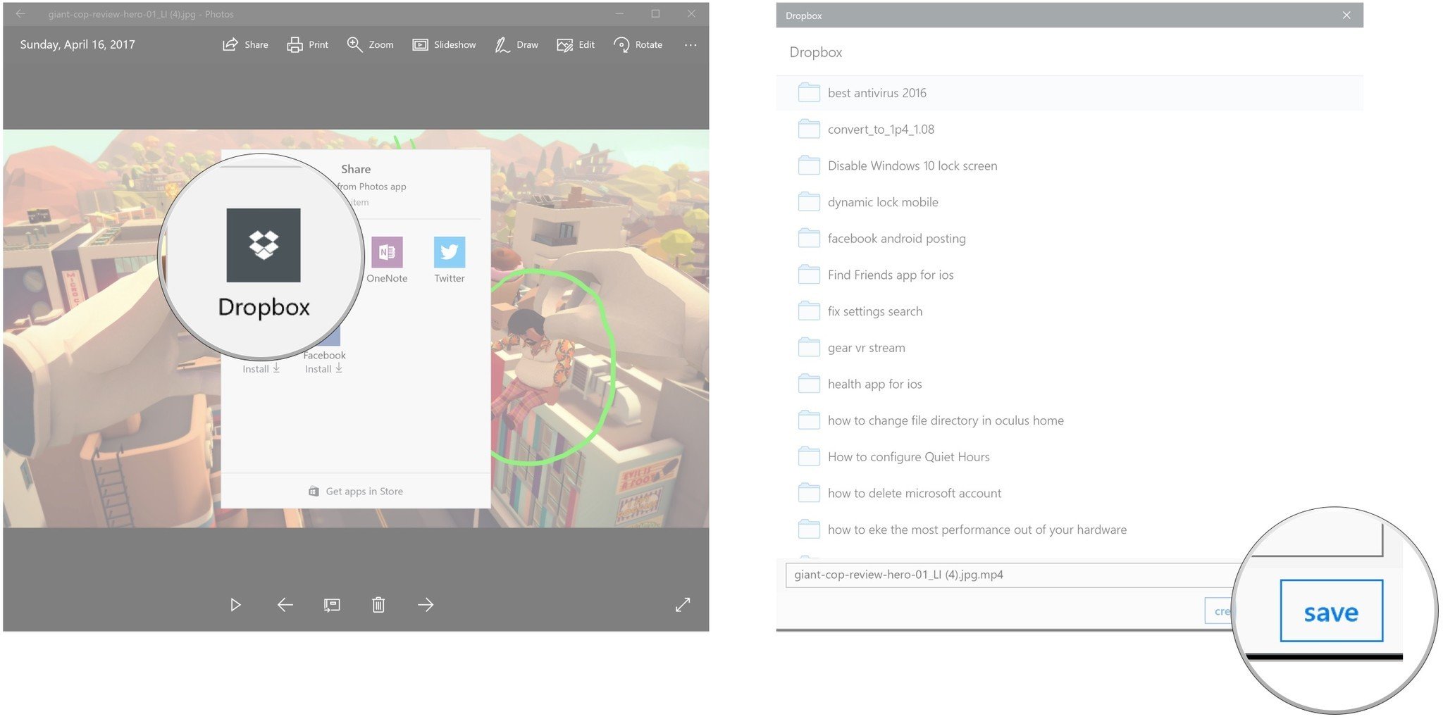Click Dropbox. Click Save.
