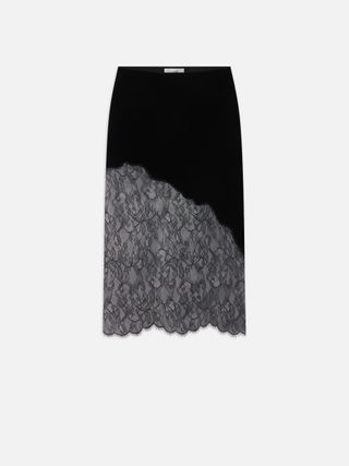 Velvet Lace Skirt in Black