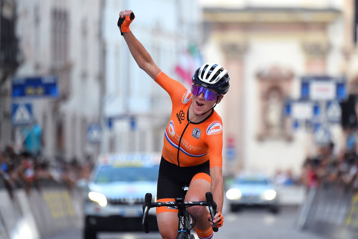 Annemiek van Vleuten celebrated Ellen van Dijk's victory in Trento