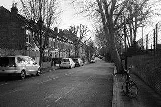 A street in North London taken on Ilford XP2 Super 35mm film