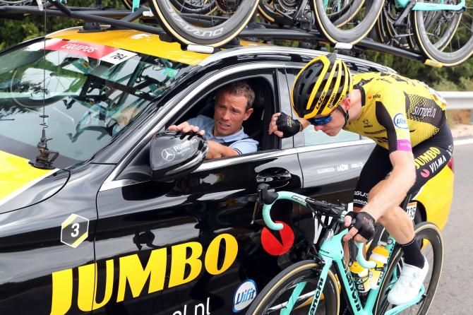 Steven Kruijswijk at the Jumbo-Visma car