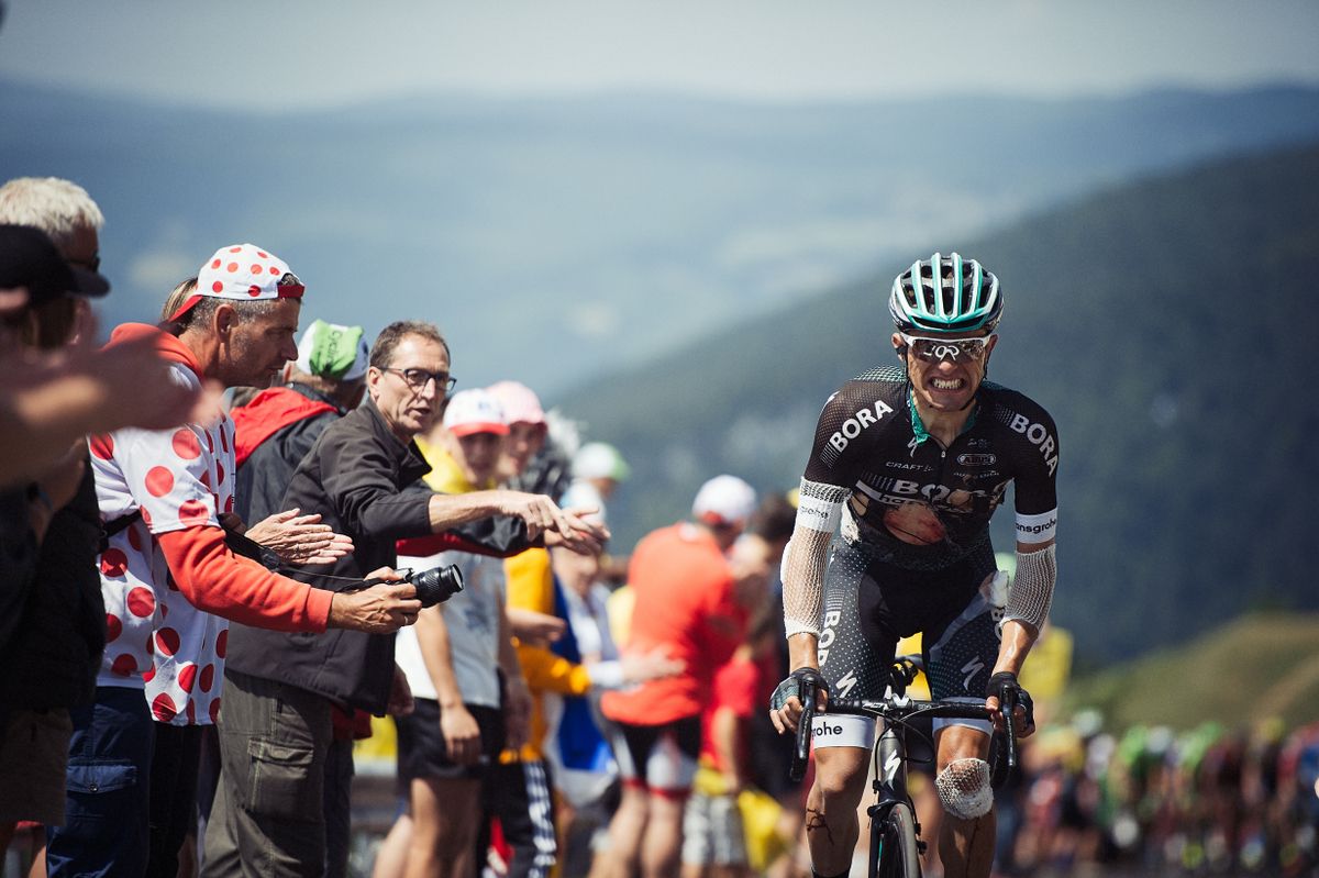 Rafal Majka pushes through the pain during stage 9