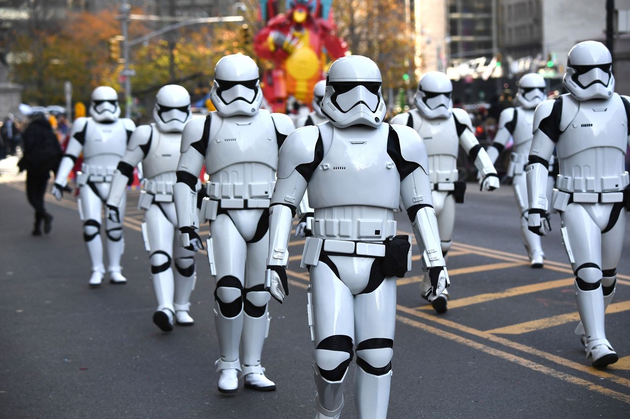 Stormtroopers attend the 95th Macy's Thanksgiving Day Parade on November 25, 2021 in New York City.