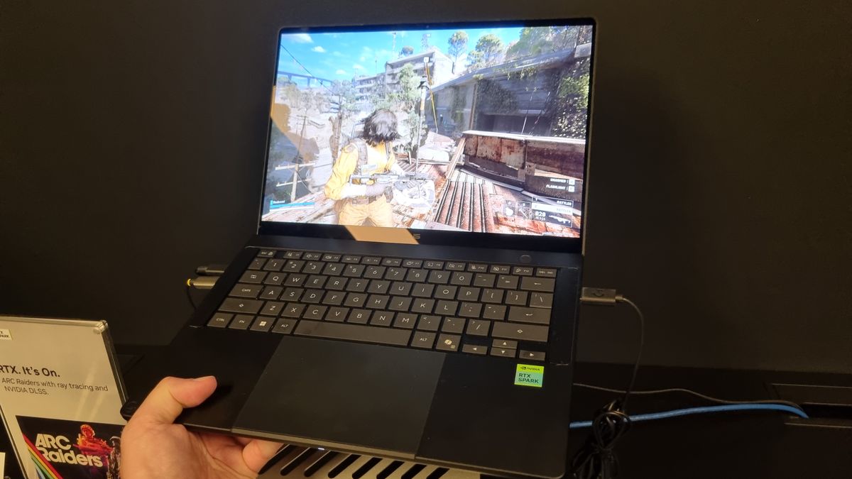 An Asus ProArt P14 RTX Spark laptop at Gamescom 2026