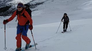 Fiona and a friend ski touring