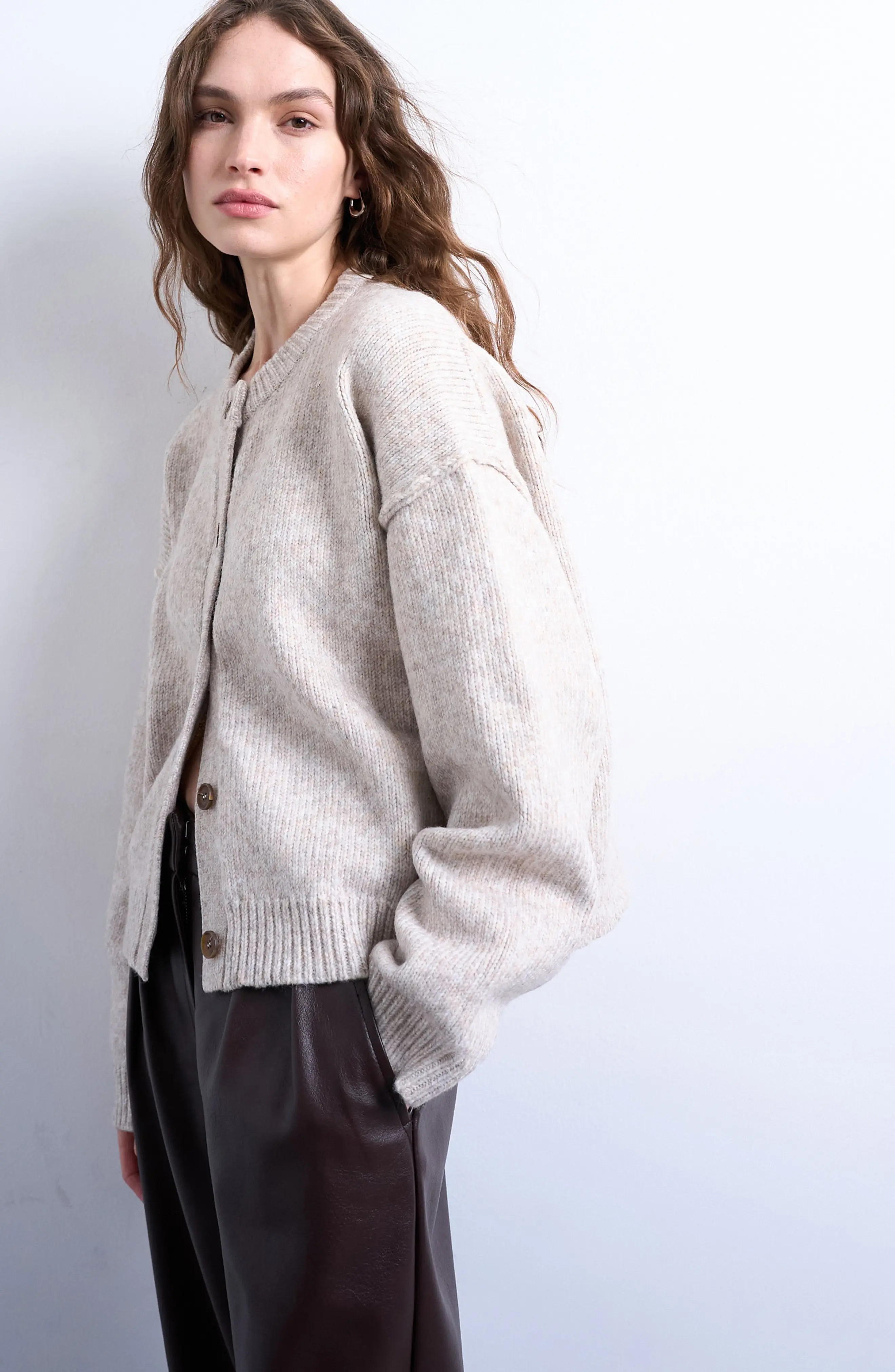 Topshop, Exposed Seam Relaxed Fit Cardigan