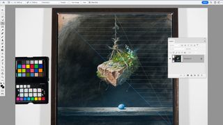 A screenshot showing the photo of a fine art painting being cropped