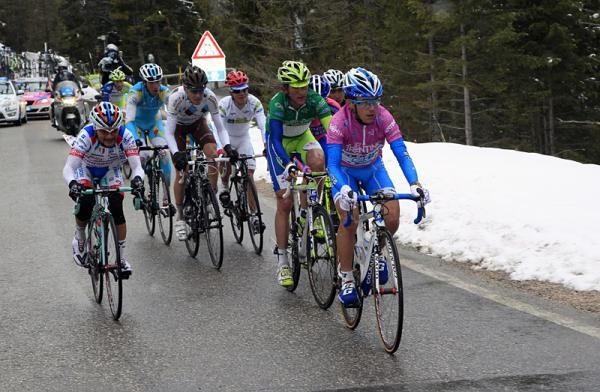 Race leader Domenico Pozzovivo never looked under stress on the final climb.