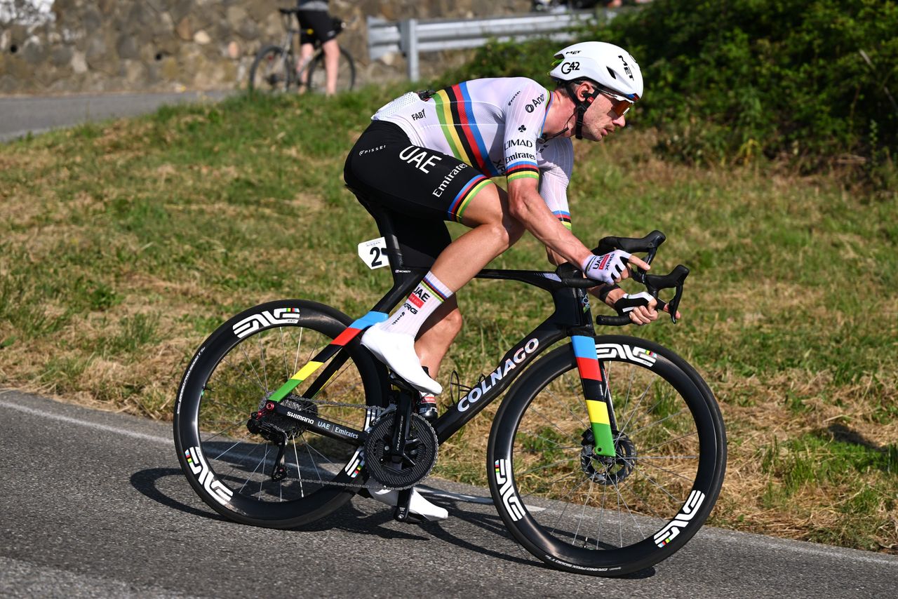 Brandon McNulty of United States and UAE Team Emirates - XRG - World Champion Jersey competes during the 79th Coppa Agostoni - Giro Delle Brianze 2026