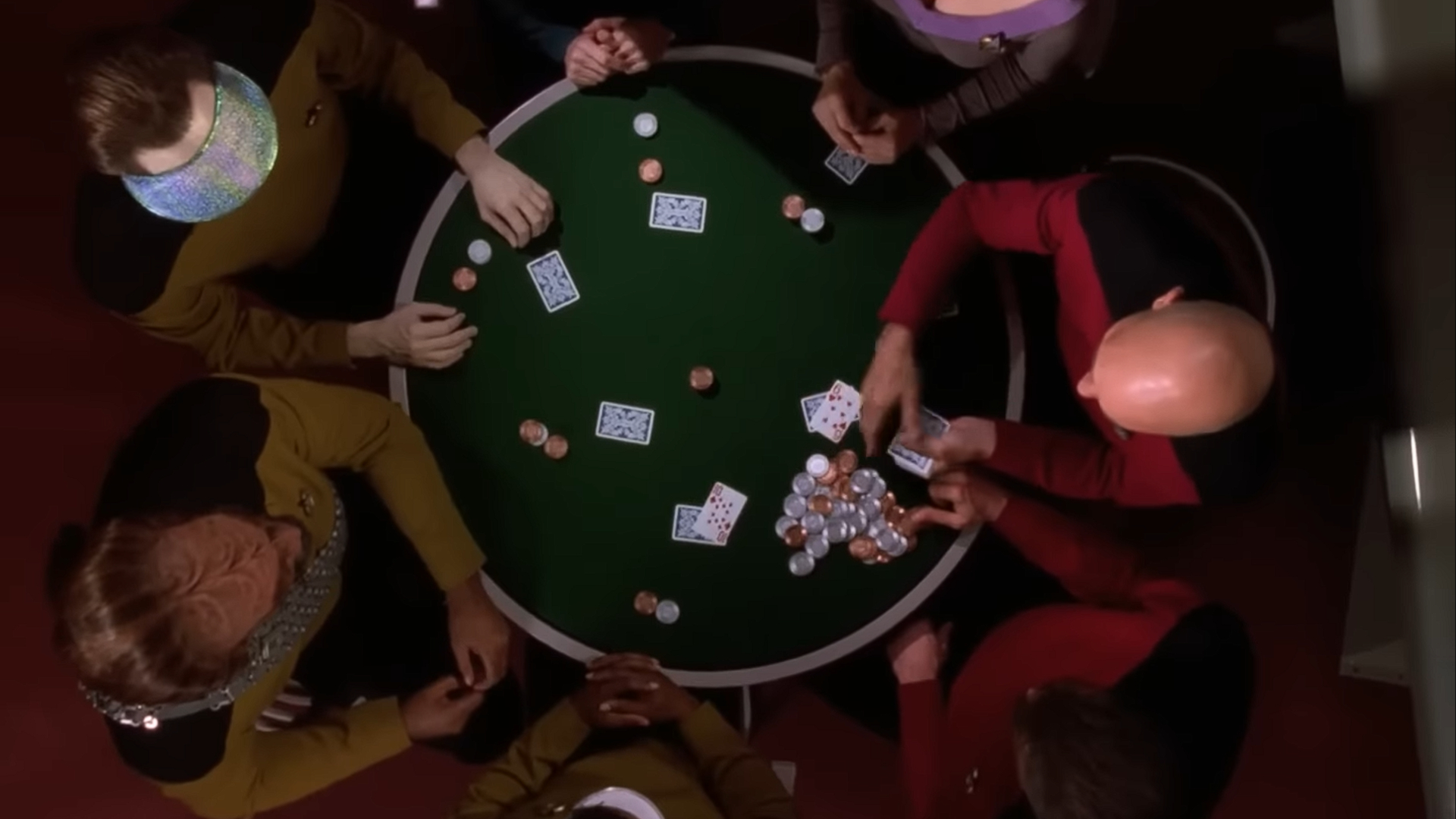 The final scene from Star Trek: The Next Generation episode "All Good Things", where Captain Picard finally joins the bridge crew poker game.