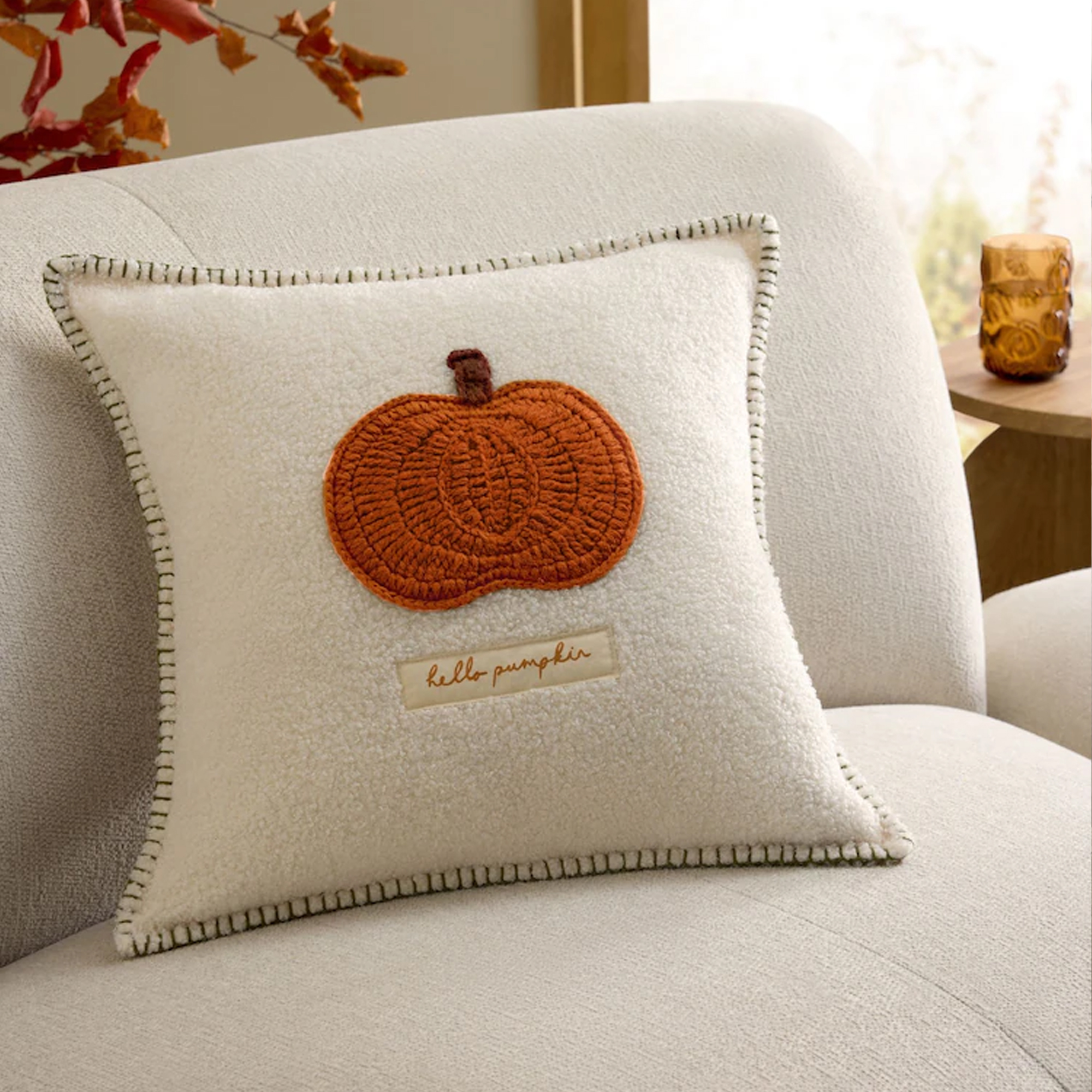 Next, Natural Crochet Pumpkin Throw