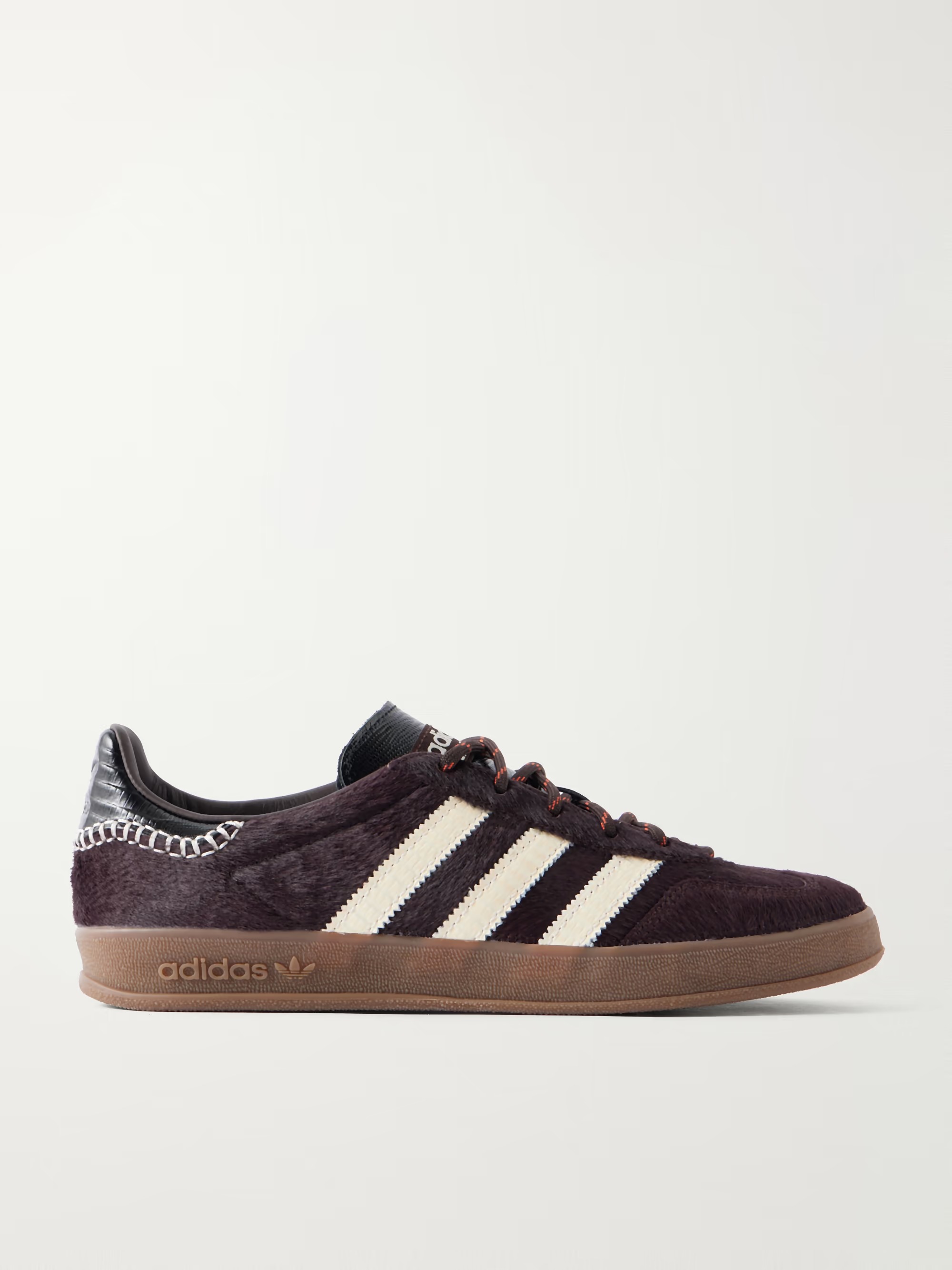 Adidas Original, + Wales Bonner Gazelle lizard-effect leather-trimmed pony hair sneakers