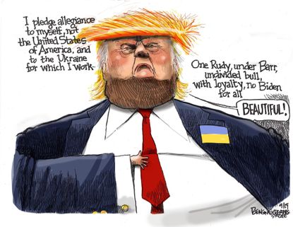 Political Cartoon U.S. Pledge of Allegiance Trump Ukraine