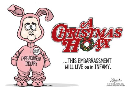 Political Cartoon U.S. A Christmas Hoax Adam Schiff Trump Impeachment