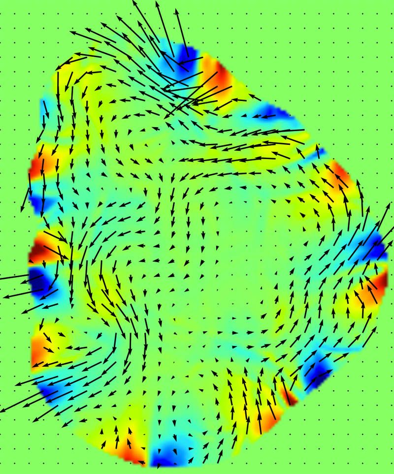 Vortices and spokes emerged in simulations of a superhot fluid called quark-gluon plasma.