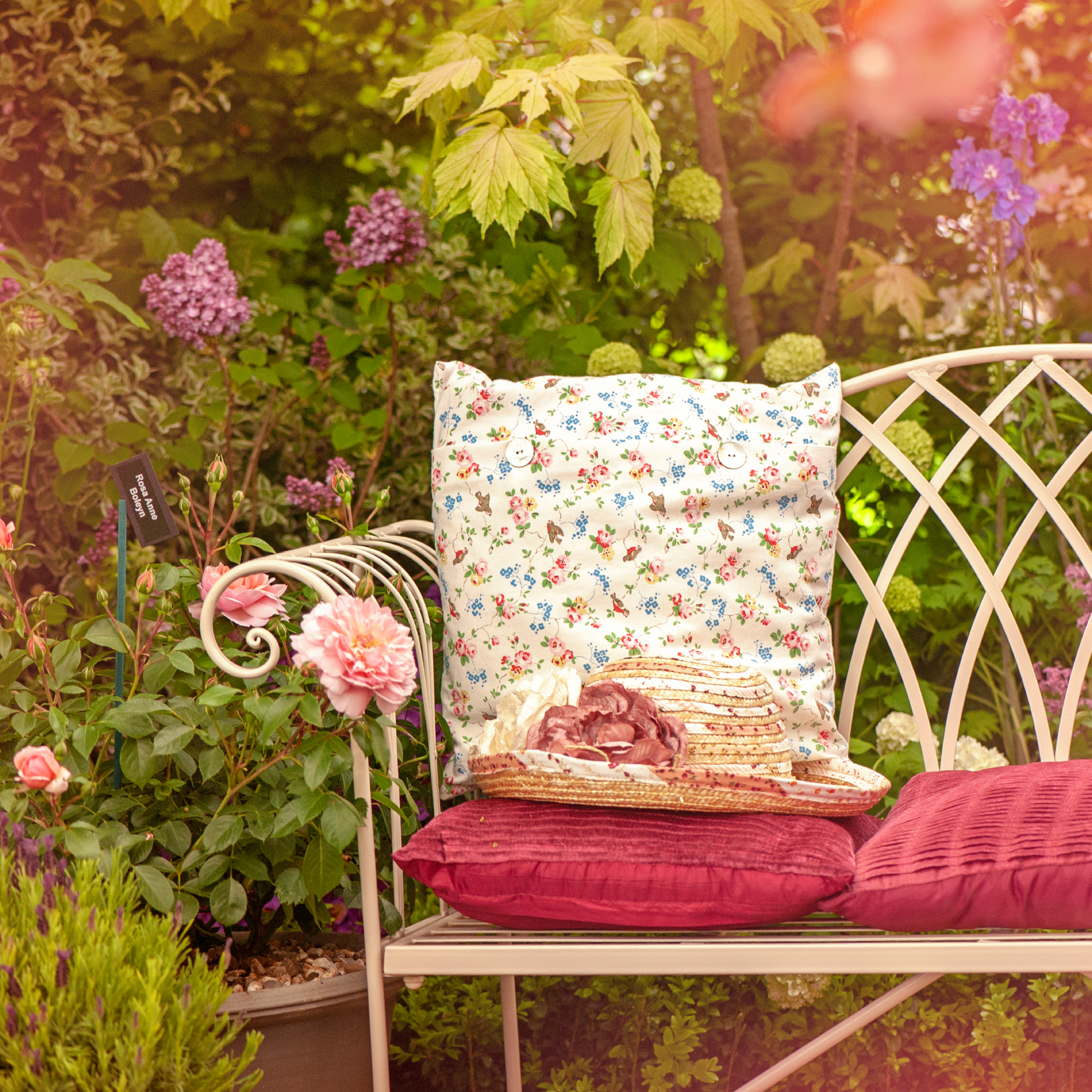 vintage bench in garden