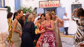 The hen party dancing in the street in The Split Barcelona