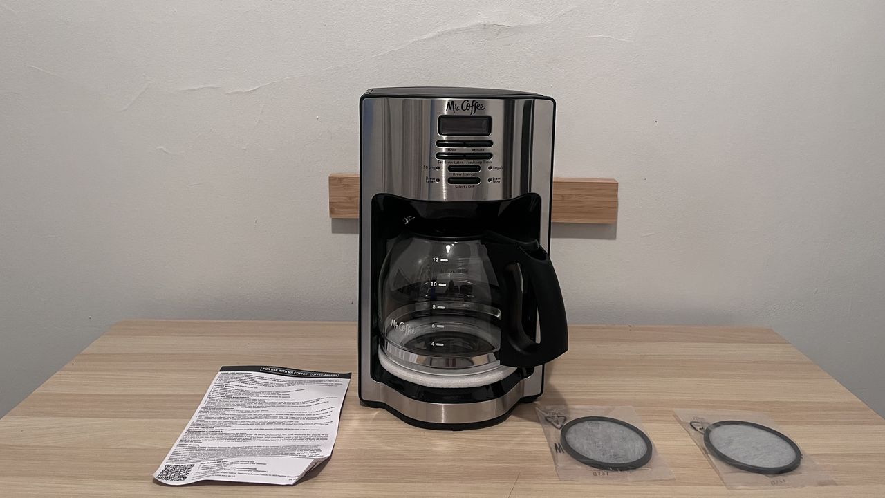 the Mr. Coffee 12 Cup Programmable Coffee Maker unboxed