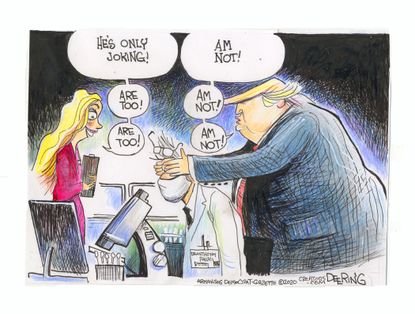 Political Cartoon U.S. Trump coronavirus testing doctors