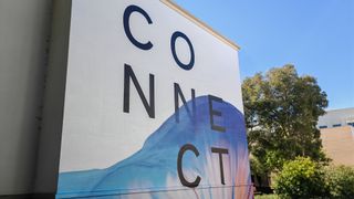 A Meta Connect sign painted on a building at Meta HQ