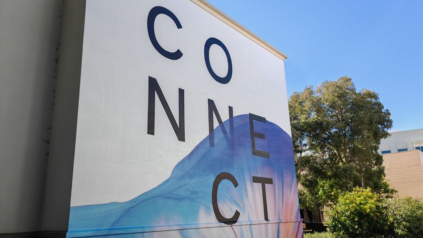 A Meta Connect sign painted on a building at Meta HQ