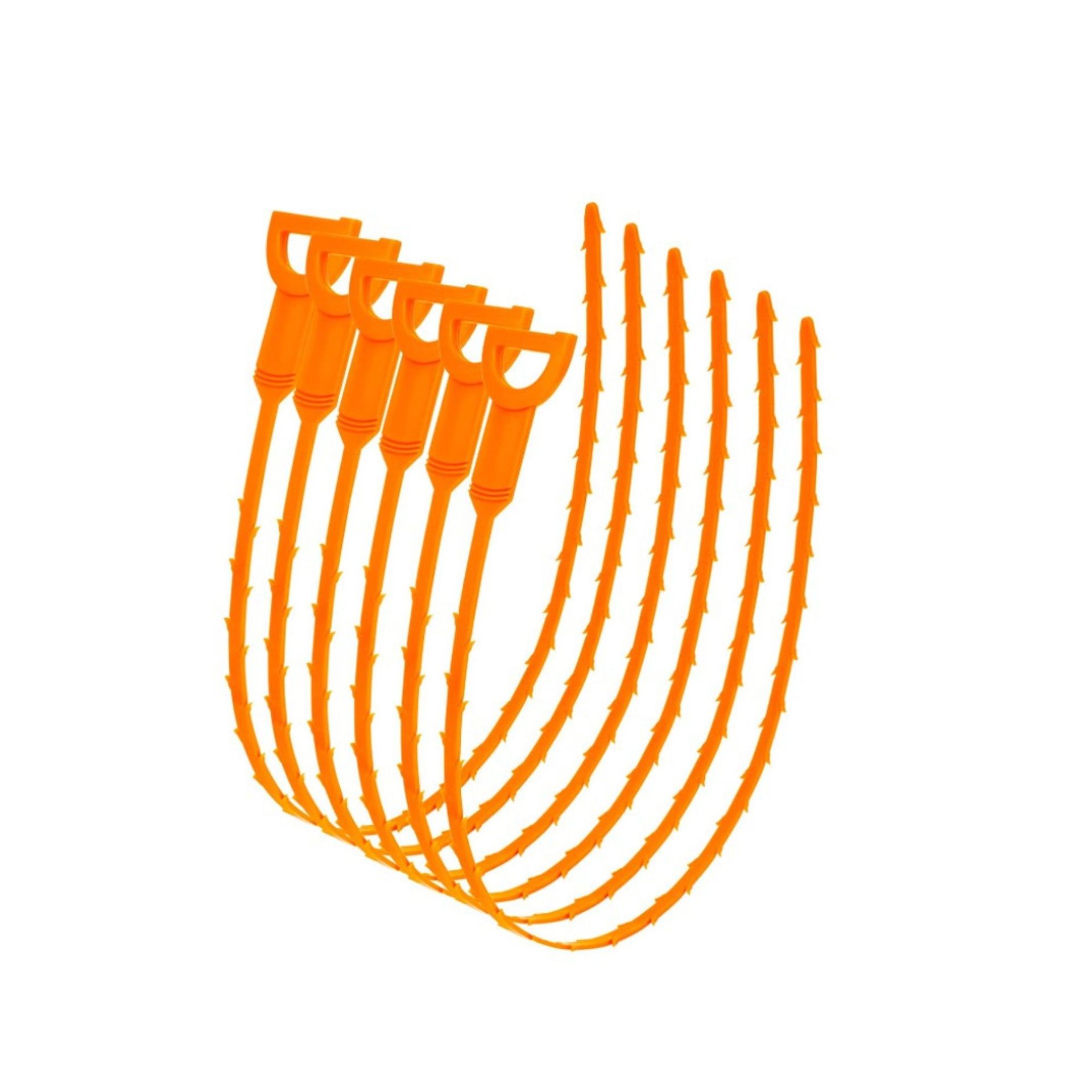 Enam pembersih saluran air fleksibel berwarna oranye