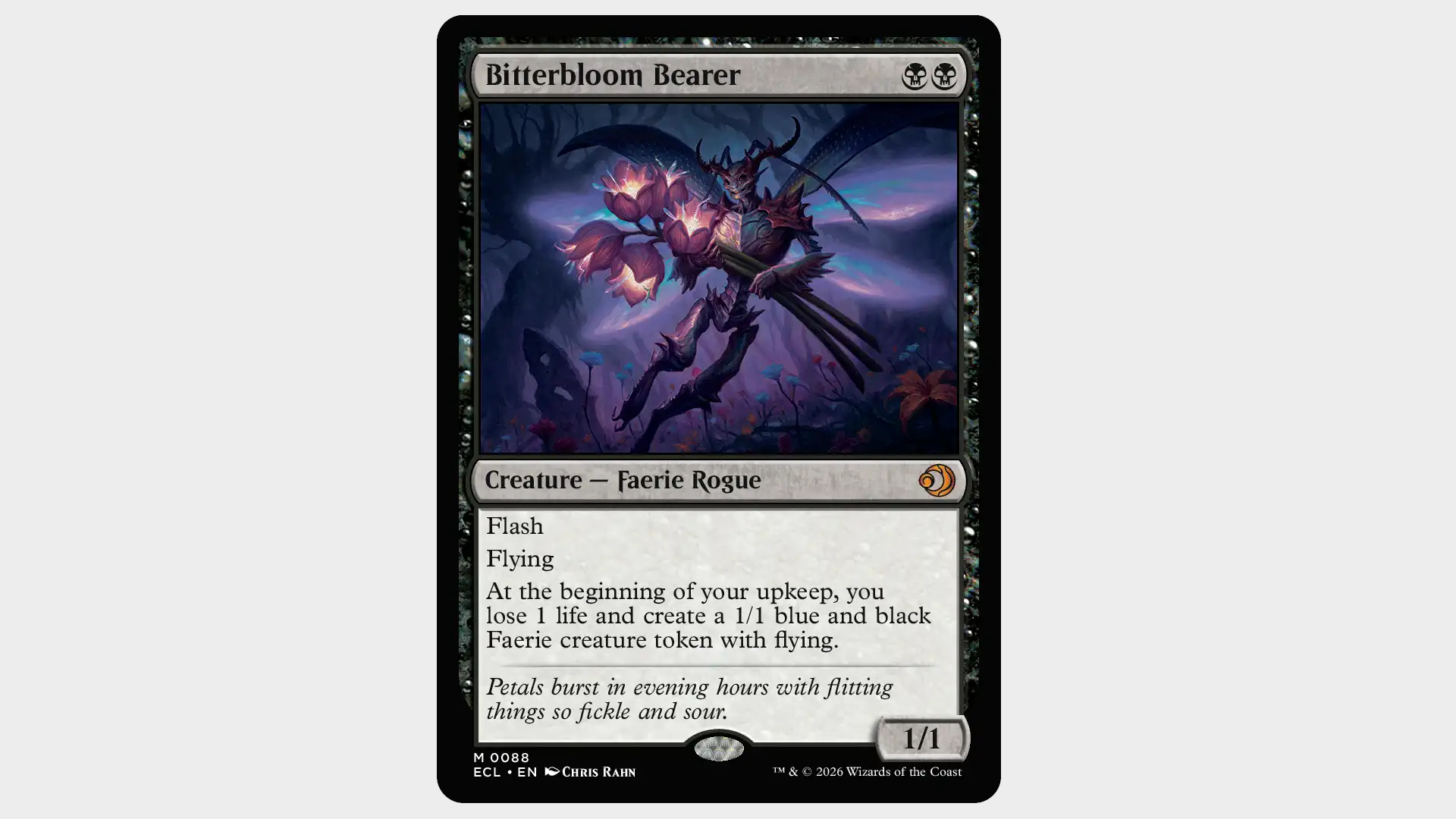 Bitterbloom Bearer card on a plain background