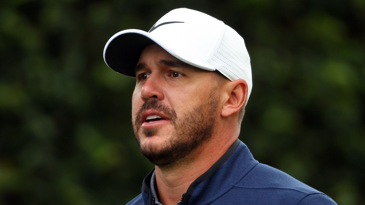 Brooks Koepka looks on at Augusta National