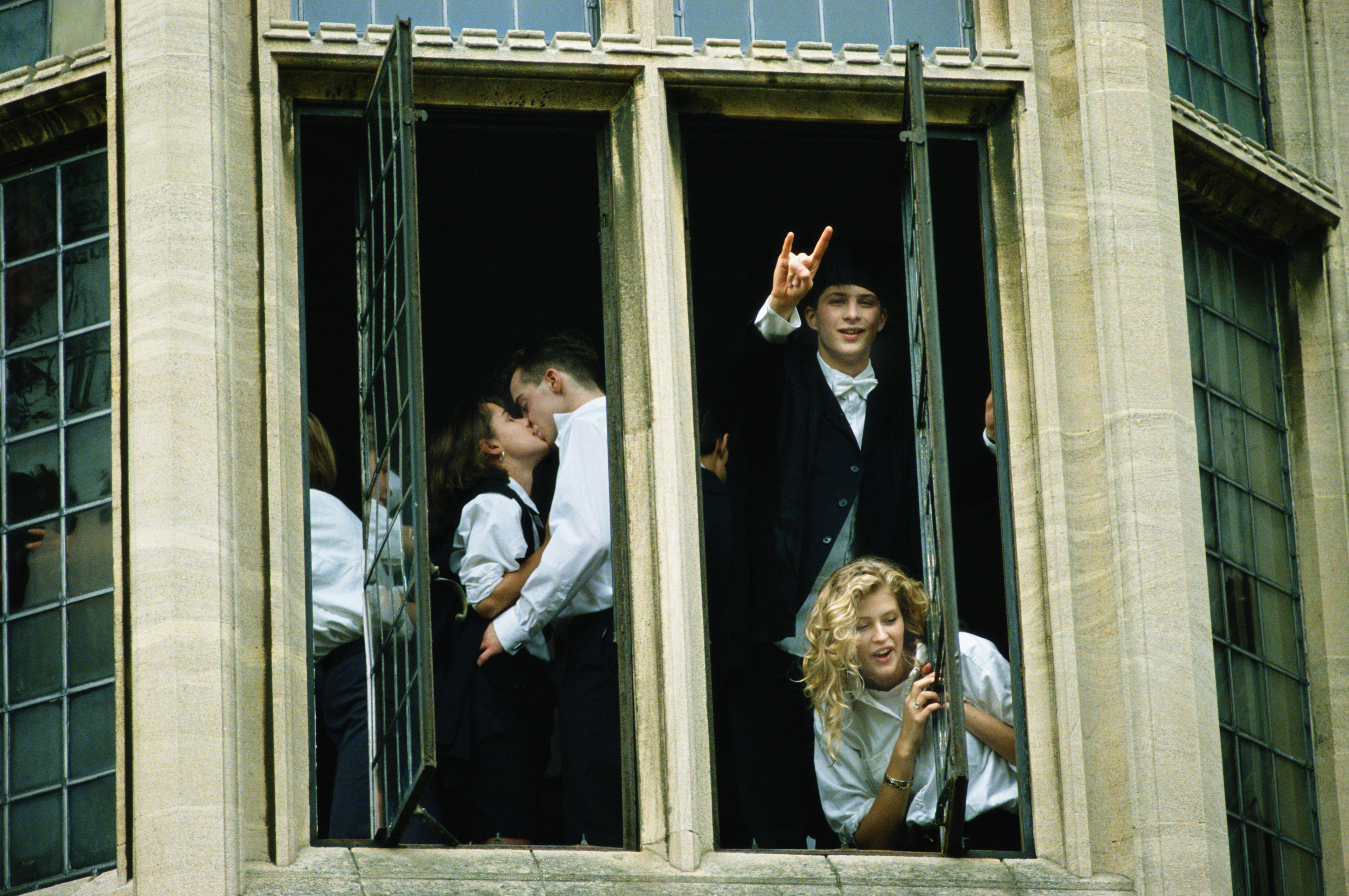 Oxford students celebrate the end of their exams c 1989