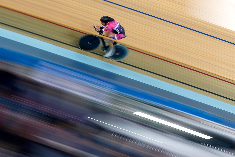 Dame Sarah Storey participates in her Women's Hour Record attempt.