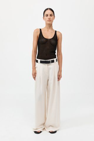 Wide Leg Pleat Pants - Tofu