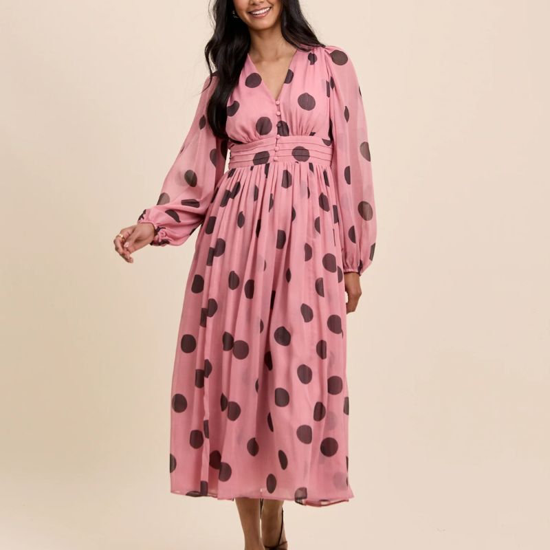 Nobody's Child, pink polka dot midi dress