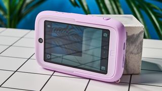 A pink myFirst Camera 50 smartphone camera for 5-12-year-olds