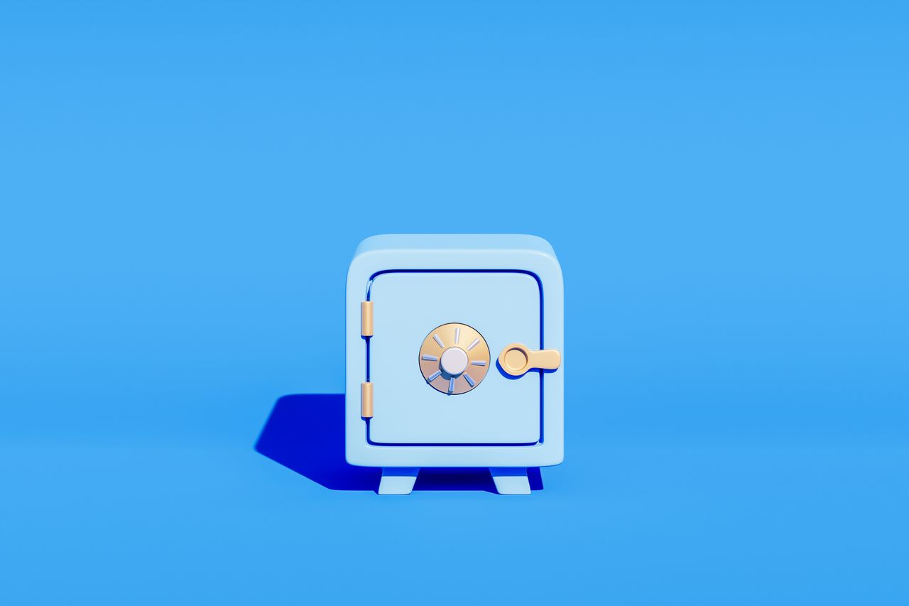 image of blue safe on blue background