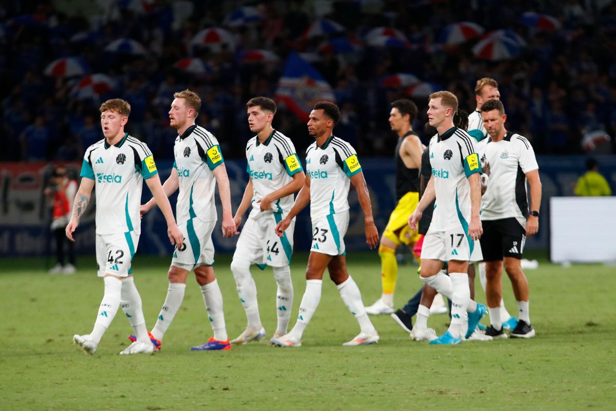 Newcastle United players after a friendly match against Yokohama F Marinos in Tokyo, Japan, August 2024