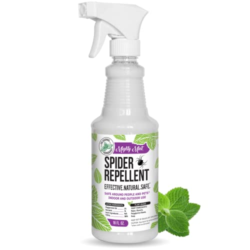 Mighty Mint Peppermint Oil Spider Repellent Spray &amp;ndash; Natural Indoor &amp;amp; Outdoor Bug Control for Spiders and Insects &amp;ndash; Plant-Based, Extra-Strong Formula - 16 Oz