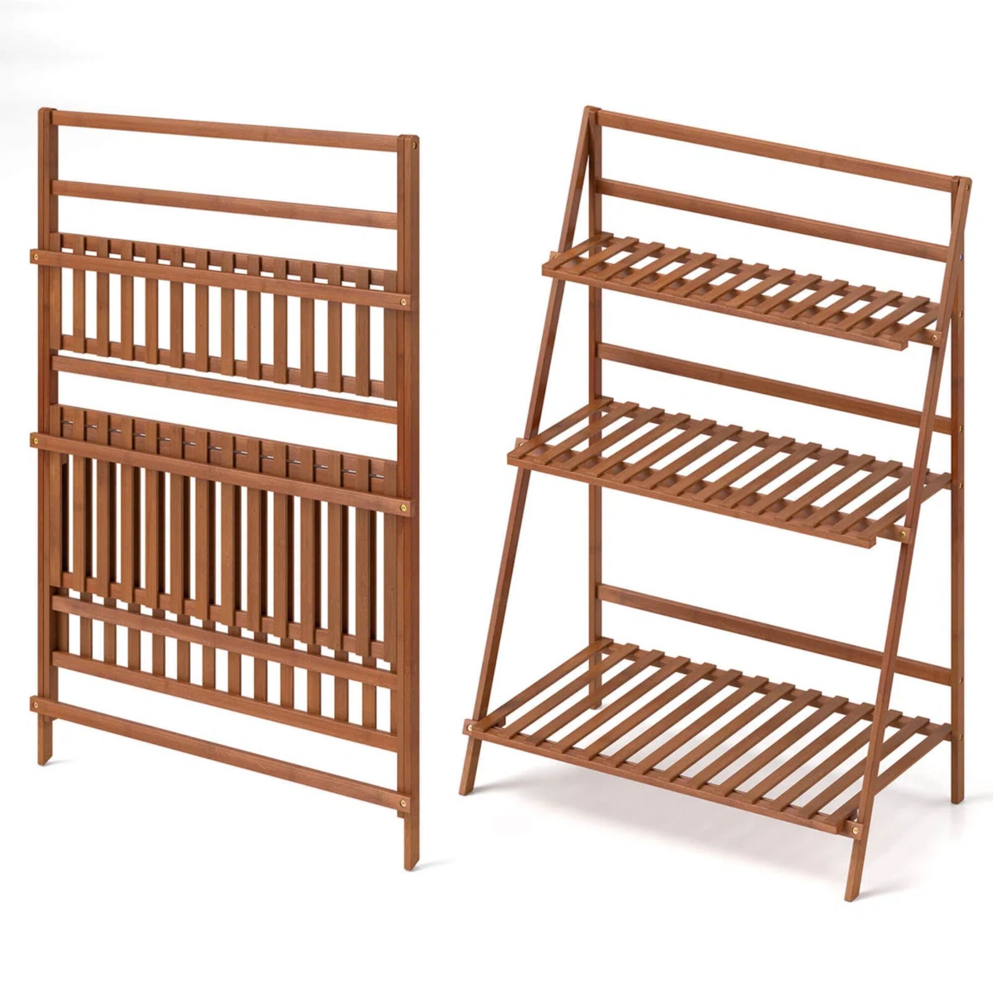 Wood three-tier plant stand