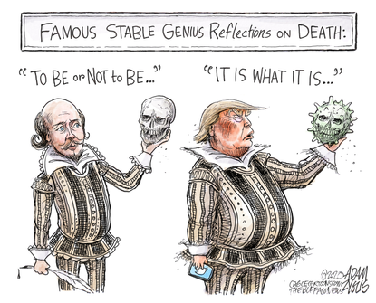 Political Cartoon U.S. Trump Axios interview coronavirus death