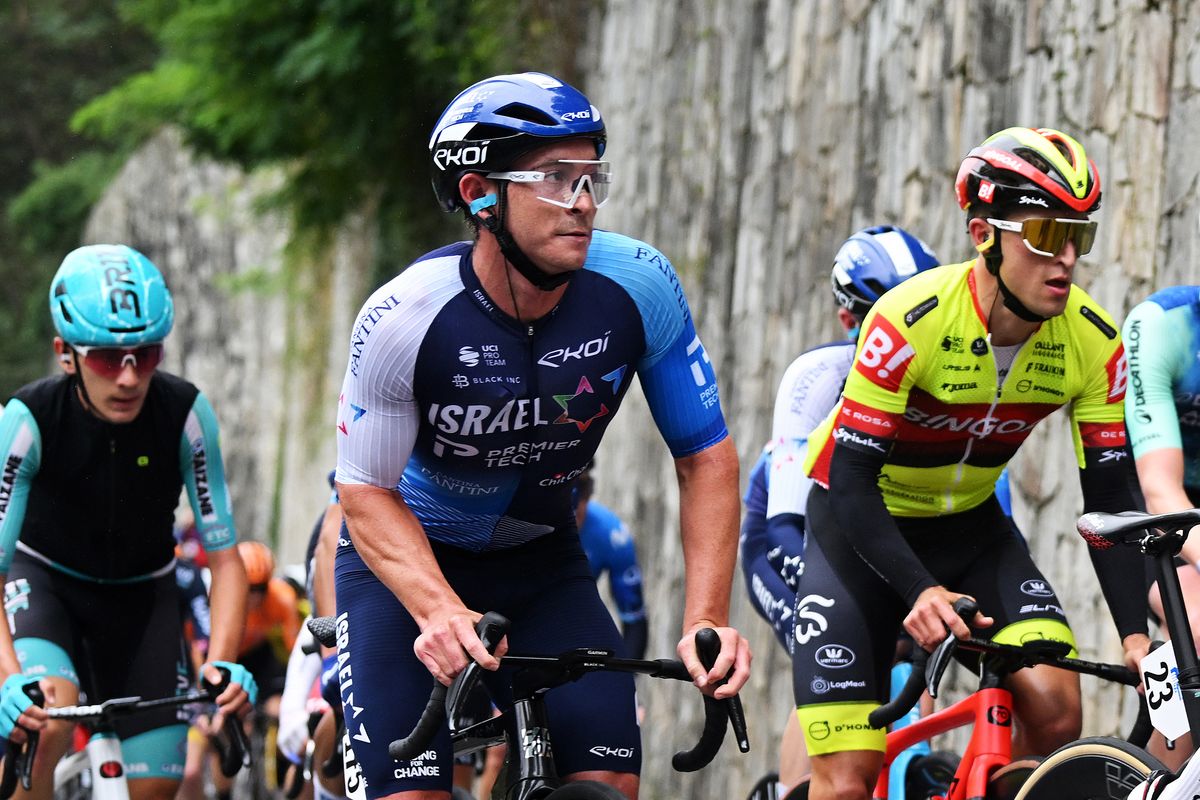 LEGNANO, ITALY - OCTOBER 07: (L-R) Brady Gilmore of Australia and Team Israel-Premier Tech, Clement Champoussin of France and Team Arkea-B&amp;B Hotels and Simone Consonni of Italy and Team Lidl - Trek compete during the 105th Coppa Bernocchi 2024 a 174.34km one day race from Legnano to Legnano on October 07, 2024 in Legnano, Italy. (Photo by Dario Belingheri/Getty Images)