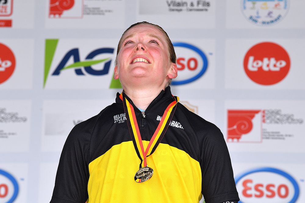Ann-Sophie Duyck on the Belgian time trial podium