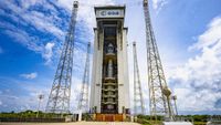 A Vega C rocket is scheduled ot launch ESA's FLEX satellite and the Copernicus Sentinel-3C spacecraft from French Guiana on Sept. 14, 2026.